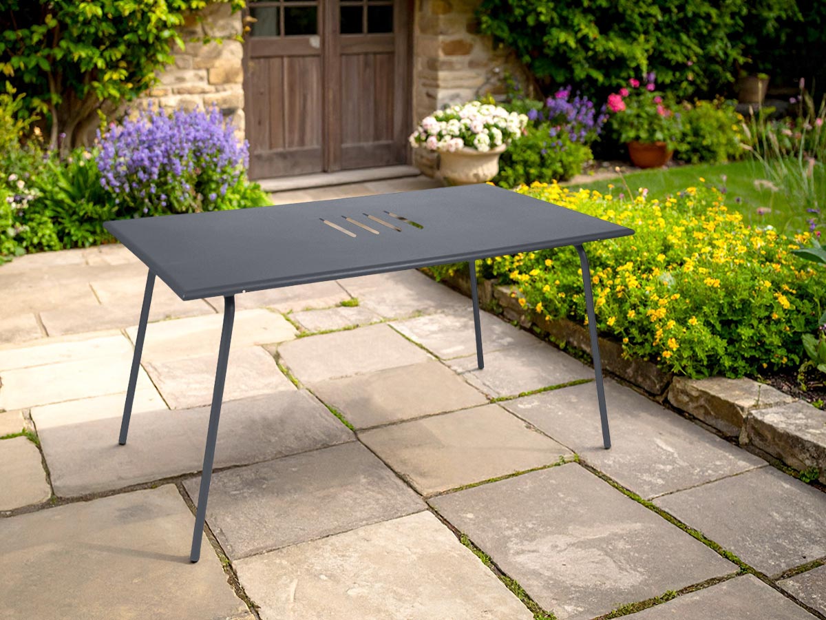 Table de jardin rectangulaire en métal Monceau 6 places Carbone - Fermob