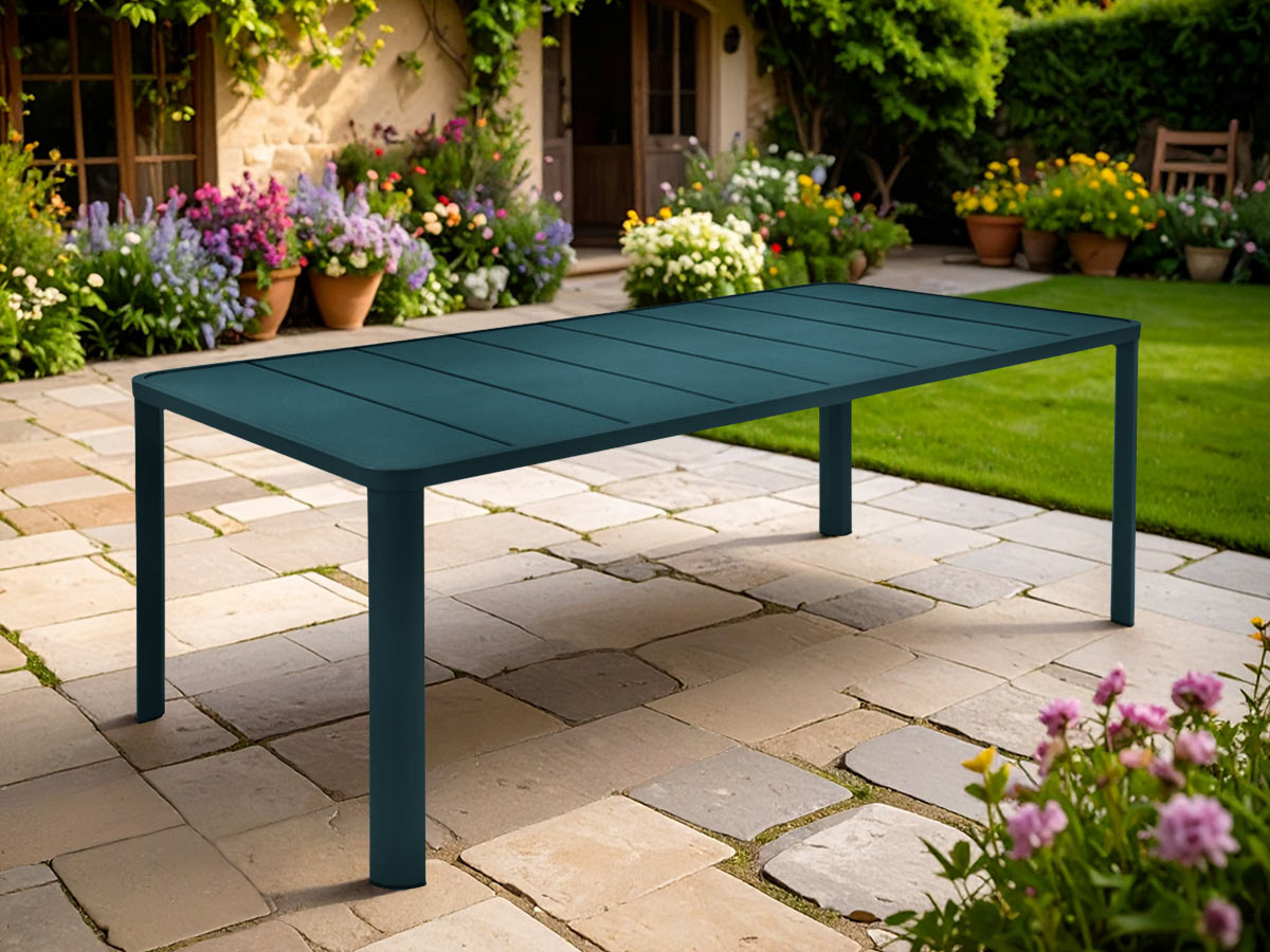 Table de jardin en métal rectangulaire Oléron Bleu Acapulco - 12 places - Fermob