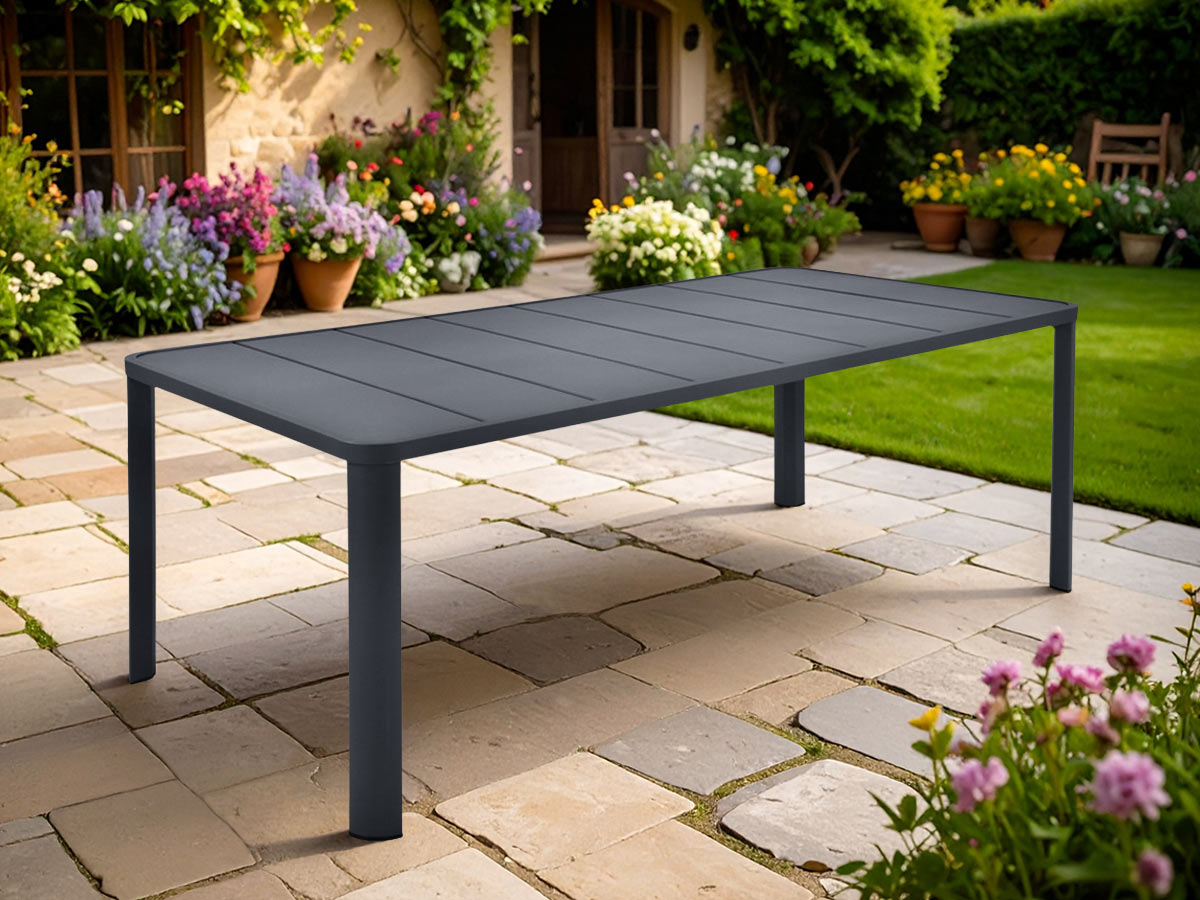Table de jardin en métal rectangulaire Oléron Carbone - 12 places - Fermob