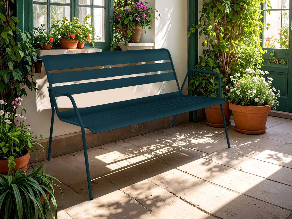 Banquette lounge en métal Monceau Bleu Acapulco - Fermob