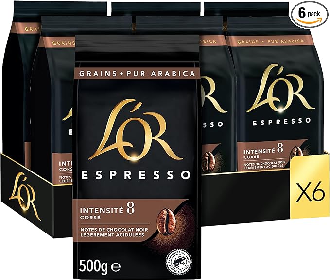 L'Or Café 3Kg Grains Espresso (lot de 6 x 500G)