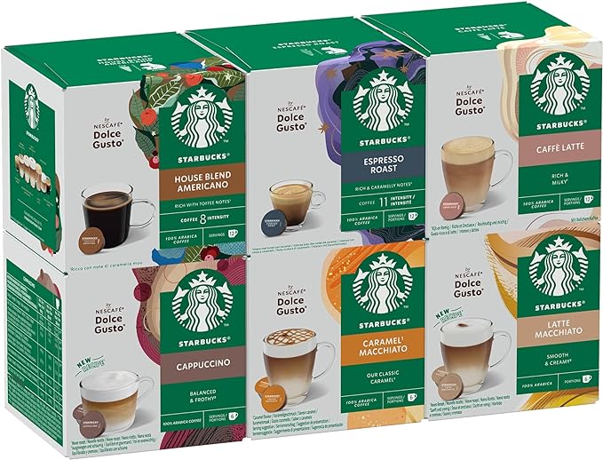 STARBUCKS Pack Variété Mixed Cup by Nescafe Dolce Gusto, Non aromatisé, 6 x 12 capsules (72 capsules) 0.67 kg