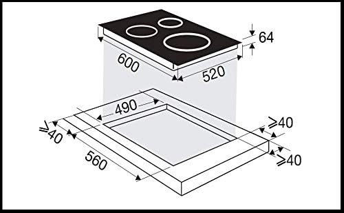 Sauter - SPI9544B - Plaque Induction - Table de Cuisson Encastrable - Noir - 3 Foyers - 7400W - Dimensions Encastrement : 56x49cm - Grand Foyer 28 cm - Fabriqué en France