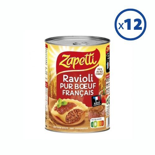 Carton de 12 - Ravioli Pur Bœuf Français, 400g - ZAPETTI