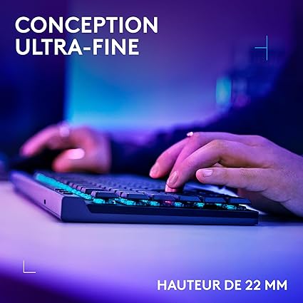 Logitech G G515 LIGHTSPEED TKL Profilé Clavier Gaming sans Fil, LIGHTSYNC RVB, Profil Ultra-Plat sans Pavé Numérique, Touches en PBT, Contacts Mécaniques Linéaires, Clavier Français AZERTY - Noir