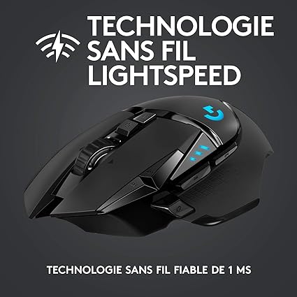 Logitech G502 LIGHTSPEED Souris sans Fil, Capteur Gaming HERO 25K, 25 600 PPP, RGB, Ultra-Léger, 11 Boutons Programmables, Batterie Longue Durée, POWERPLAY-compatible, PC, EU Packaging - Noire