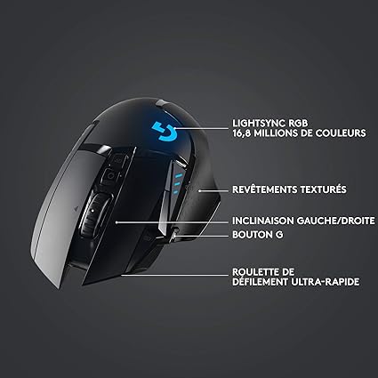 Logitech G502 LIGHTSPEED Souris sans Fil, Capteur Gaming HERO 25K, 25 600 PPP, RGB, Ultra-Léger, 11 Boutons Programmables, Batterie Longue Durée, POWERPLAY-compatible, PC, EU Packaging - Noire