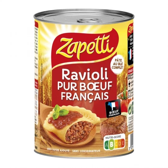 Carton de 12 - Ravioli Pur Bœuf Français, 400g - ZAPETTI