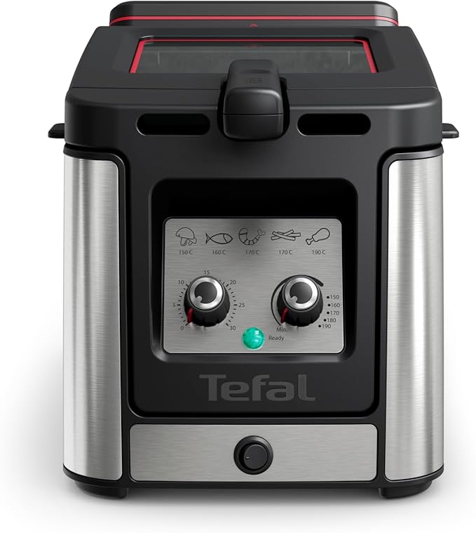 Tefal Clear Duo Friteuse bain d’huile, Moins de fumée et d'odeurs, Hublot anti-buée, Température réglable, Minuteur de 30 min, Grande capacité, Éléments amovibles compatibles lave-vaisselle FR600D10