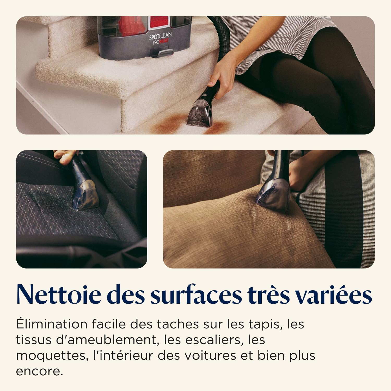 BISSELL SpotClean ProHeat - Shampouineuse | Nettoyeur Portable Tapis, Tapisserie et Intérieur de Voiture |330W | 74dB | 36988