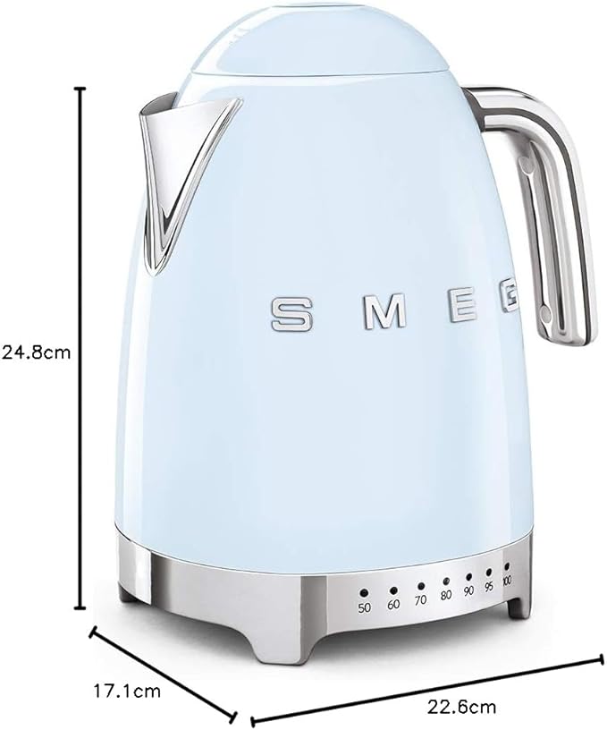 Smeg Bouilloire à Température Variable KLF04PBEU 1,7 L , Bleu Azur