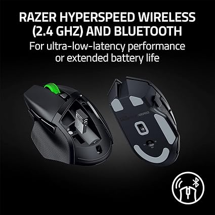 Razer Basilisk V3 X Hyperspeed - Souris Gaming sans Fil (Forme Ergonomique Iconique avec 9 Boutons Programmables, sans Fil HyperSpeed, Capteur Optique 5G Avancé de 18K) Noir