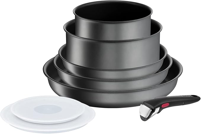 Tefal Ingenio Batterie de Cuisine 8 Pièces, Poêles, Casseroles, Induction, Revêtement Antiadhésif Résistant, Empilable, Compatible Lave-vaisselle, Fabriqué en France, Daily Chef On ‎L7619202