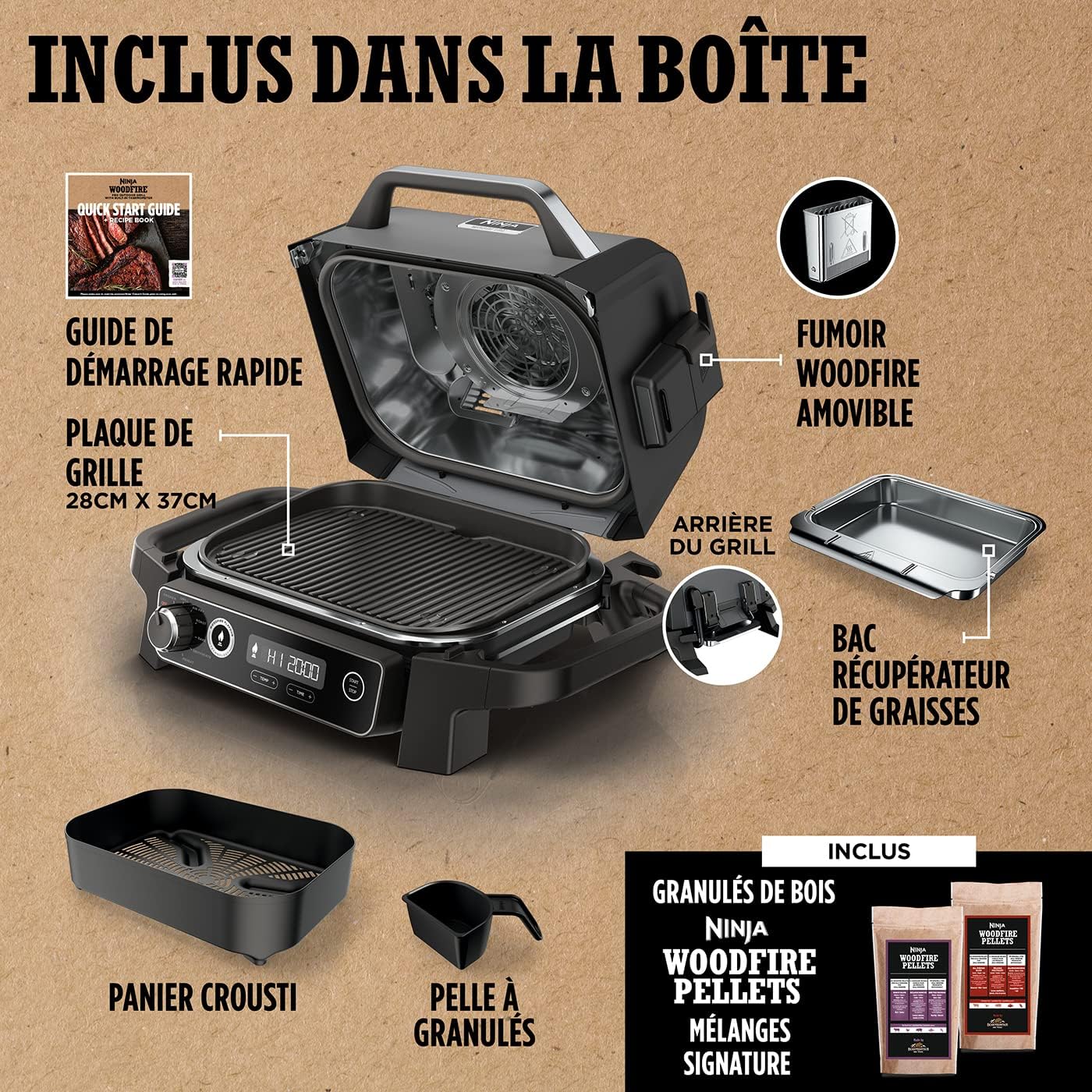 Pack complet Ninja Barbecue électrique OG701EU + Friteuse XL SL400EU + Creami deluxe 10en 1 NC501EU