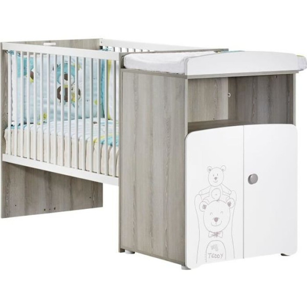 BABY PRICE TEDDY Lit Bébé Combiné Evolutif 120x60 en 90x190