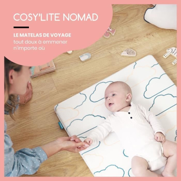 Babymoov Matelas de voyage Cosy'Lite Nomad 60x120cm, oeko Tex, Eco-con√ßu, Fabriqué au Portugal