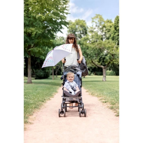 BADABULLE Ombrelle bébé universelle, anti-UV 50+, position adaptable, grise