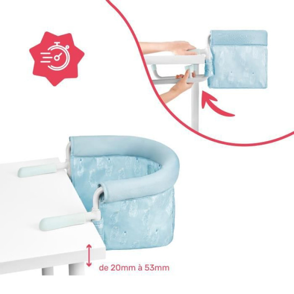 Rehausseur Badabulle Siege de table pour bébé avec Systeme d'attache 4 bras, Pliage Ultra Compact, De 6 a 36 mois