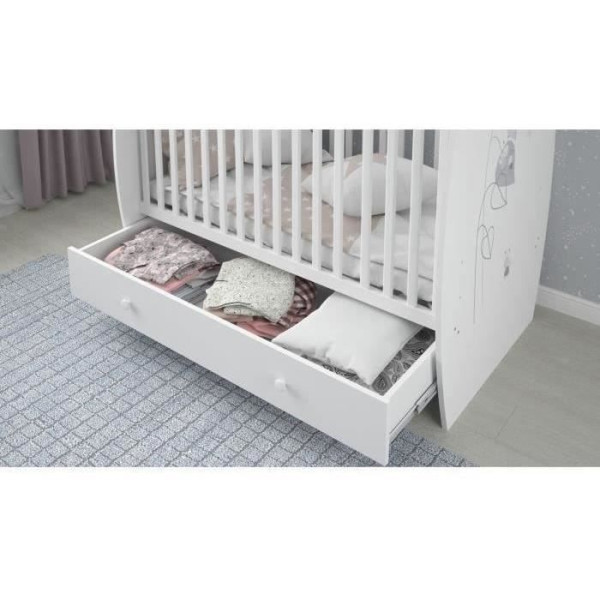 POLINI KIDS AMIS ZEN Lit NEVA 120*60 avec tiroir blanc