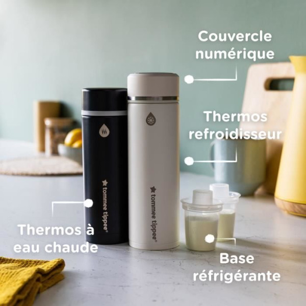 TOMMEE TIPPEE Goprep, kit de préparation de biberons en 2 minutes, thermos refroidisseur, écran LED