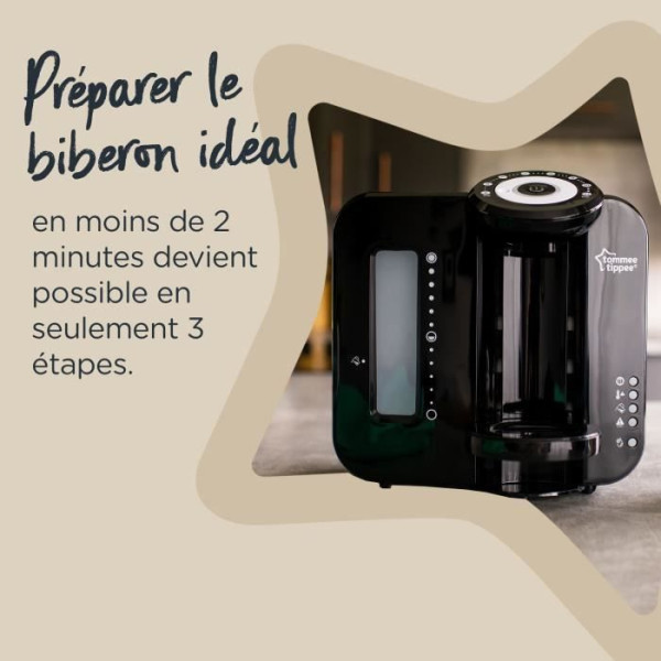 TOMMEE TIPPEE Perfect Préparateur Chauffe Biberons, Perfect Prep, Noir