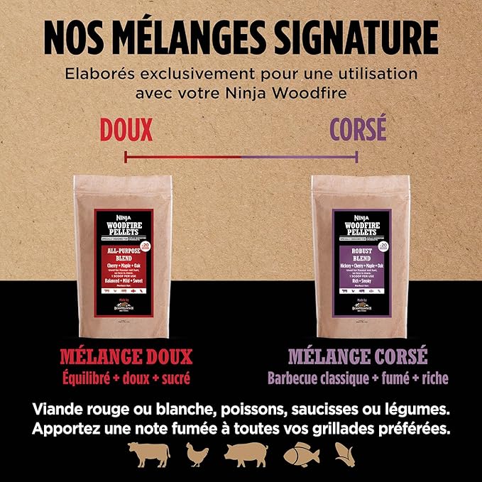 Ninja Woodfire Mélange de Granulés au Feu de Bois Corsés 900g - Lot de 2