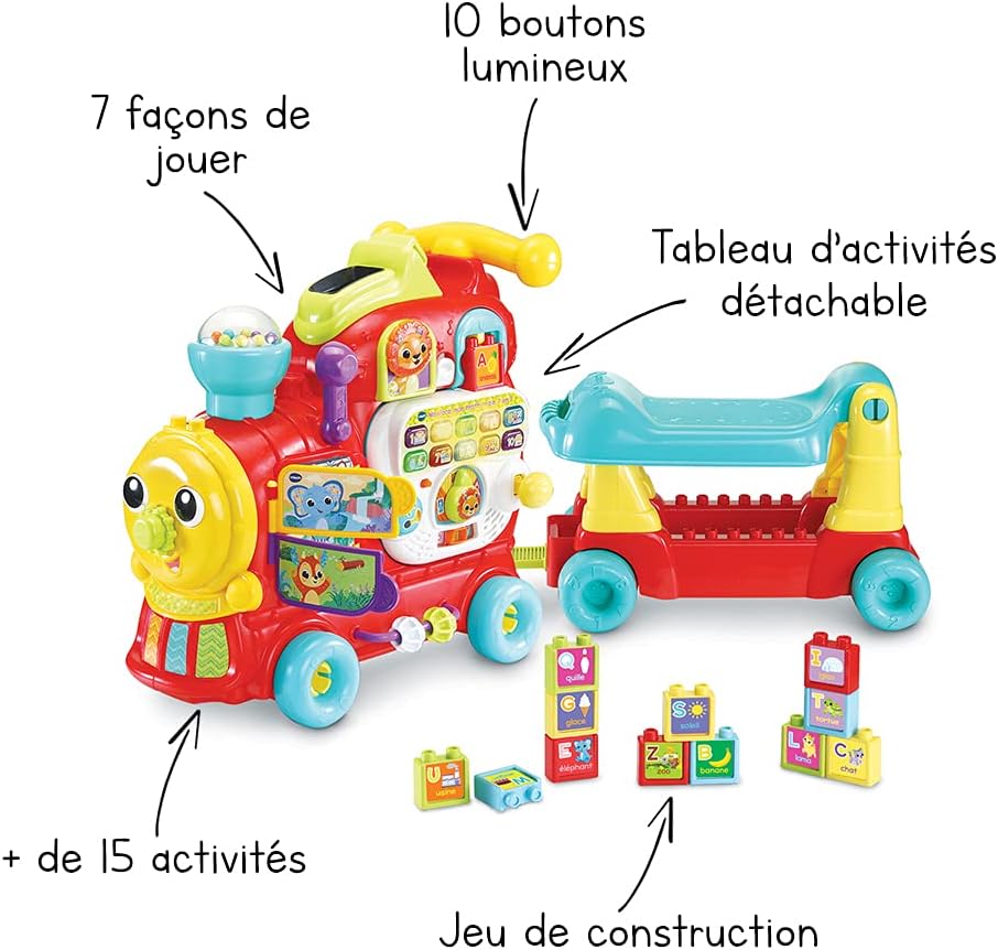 Porteur Trotteur  Maxiloco Mon Trotti Train 7 En 1 - VTECH BABY - Rouge - Musical