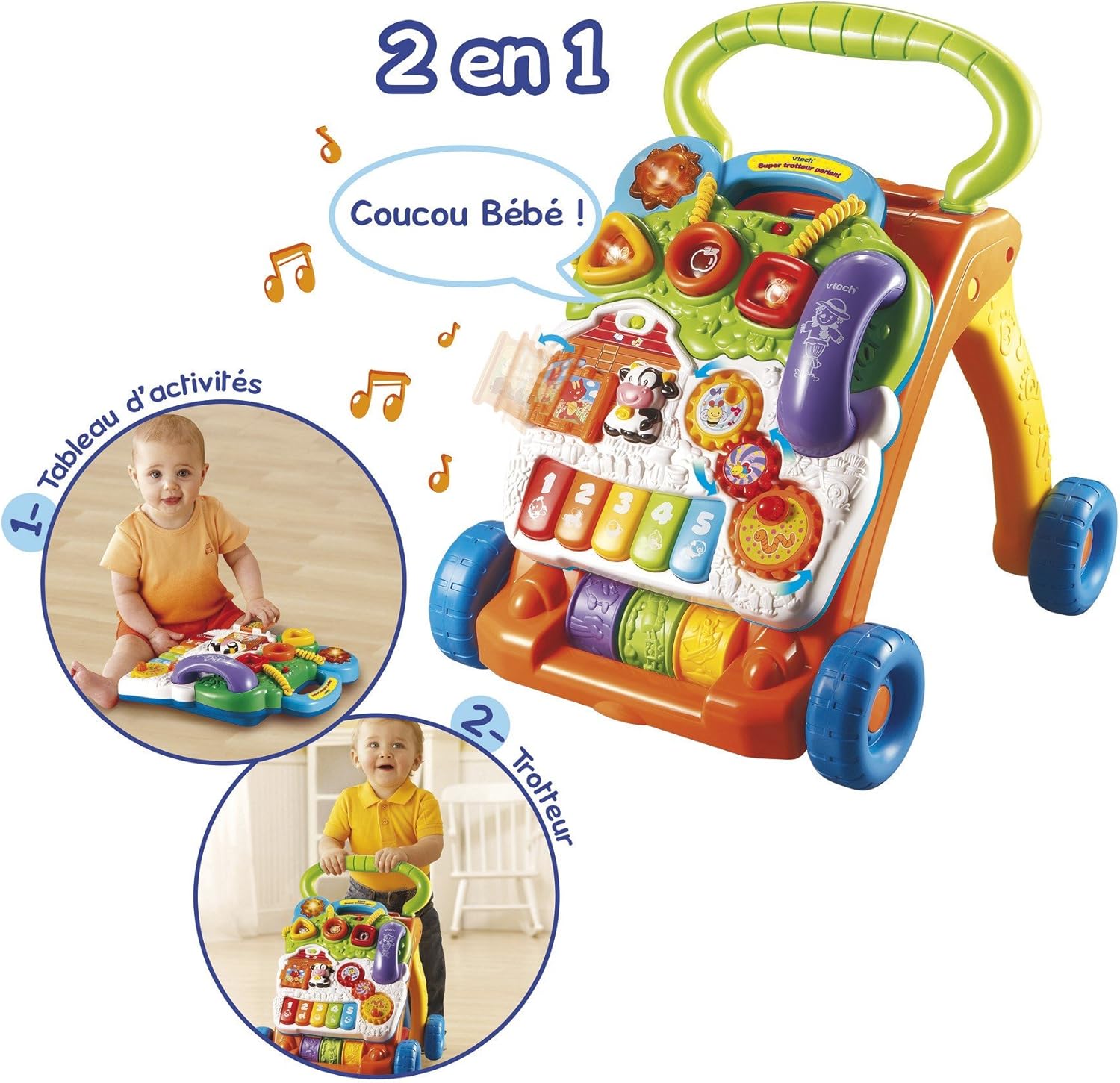 Porteur Trotteur VTECH - Super  Parlant 2 en 1 - Multicolore