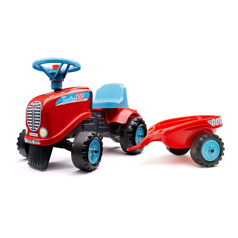 Porteur Trotteur  Tractor Go avec remorque - FALK - Véhicule agricole - Mixte - Rouge et Noir