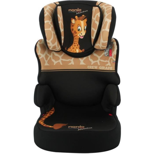 Siege Auto Rehausseur NANIA BEFIX - Isofix - Groupe 2/3 (15-36Kg) - Avec dossier - Tetiere réglable en hauteur - Girafe - Fabriqué en Fra