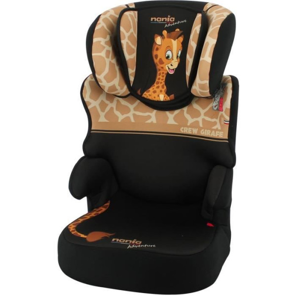 Siege Auto Rehausseur NANIA BEFIX - Isofix - Groupe 2/3 (15-36Kg) - Avec dossier - Tetiere réglable en hauteur - Girafe - Fabriqué en Fra