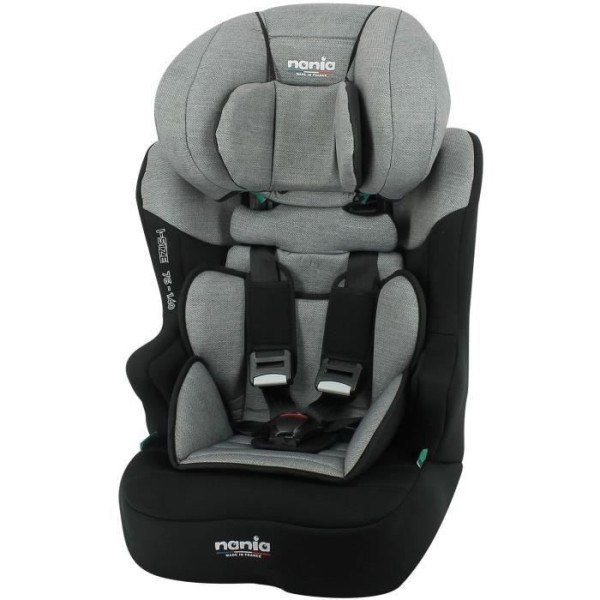 Siege Auto  ceinturé NANIA RACE I 76-140 cm R129 ‚Äì de 3 a 10 ans ‚Äì Tetiere régable - Base inclinable - Gris - Fabrication F