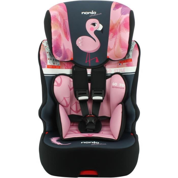 Siege Auto  NANIA RACER - Isofix - Groupe 1/2/3 (9-36Kg) - Tetiere réglable en hauteur - Flamingo - Fabriqué en France