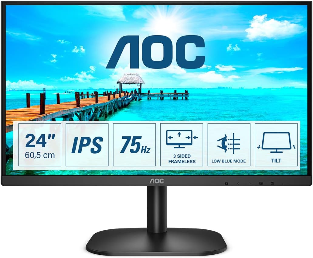 Ecran Ordinateur - Moniteur PC  AOC 24B2XH/EU 23,8" FHD WLED IPS 75 Hz