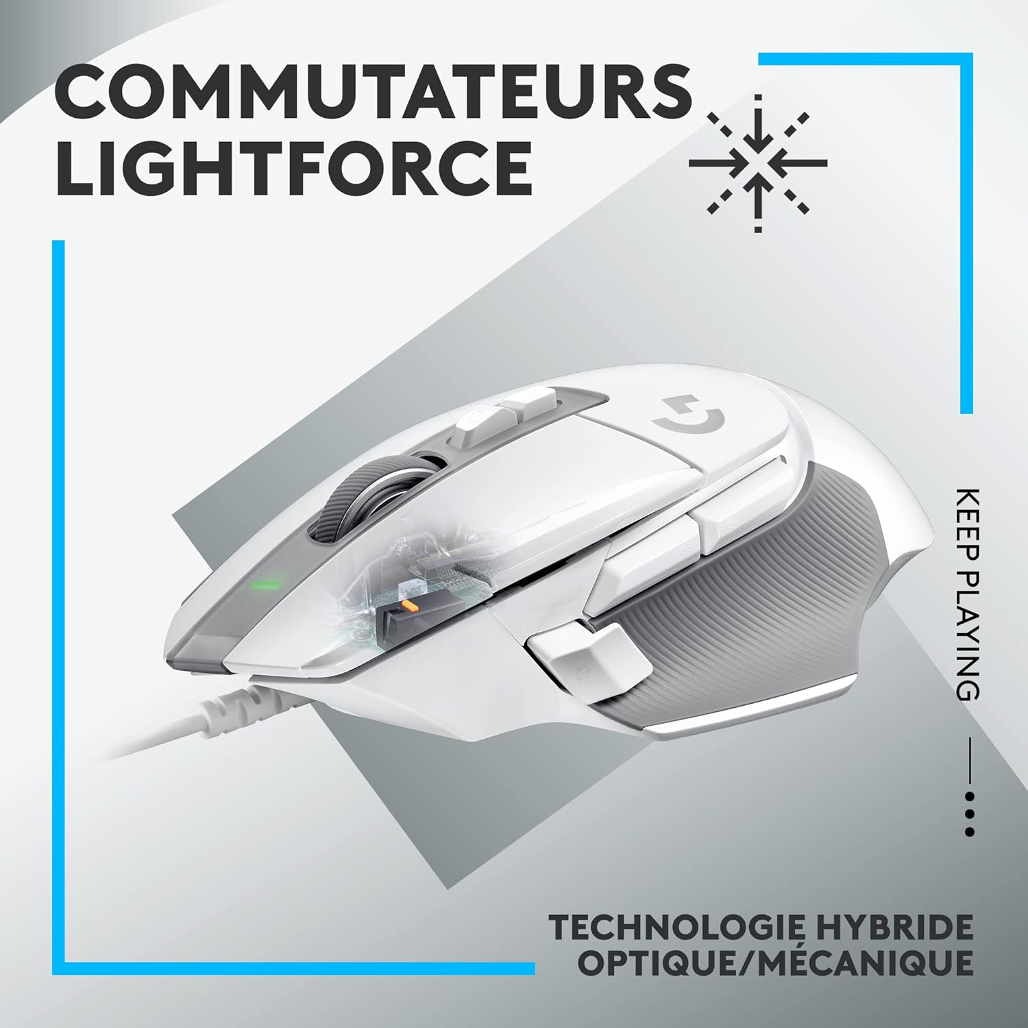 Logitech - G502 X Souris Gaming Filaire - LIGHTFORCE boutons primaires hybrides optique-mécanique, capteur gaming HERO 25K - No