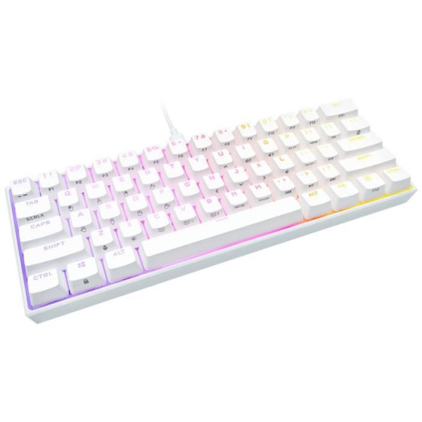 Clavier mécanique Gaming - CORSAIR - K65 RGB Mini 60% - Format compact - RGB - CHERRY MX Red - Blanc - (CH-9194110-FR)