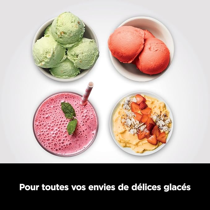 Ninja CREAMi Sorbetière & Fabrique à Desserts Glacés 3 Pots, 7 Programmes, Crème glacée, Glace italienne, Sorbets, Smoothie Bowls, Milkshakes, 1,4 L, Noir & Cuivre, NC300EUCP