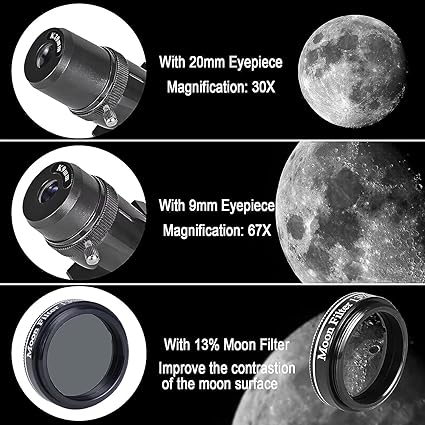 CELTICBIRD Télescope 80 mm, Ouverture 600 mm pour Adultes Débutants en Astronomie – Télescope Réfracteur Astronomique Portable entièrement Multicouche à Haute Transmission, Monture AZ