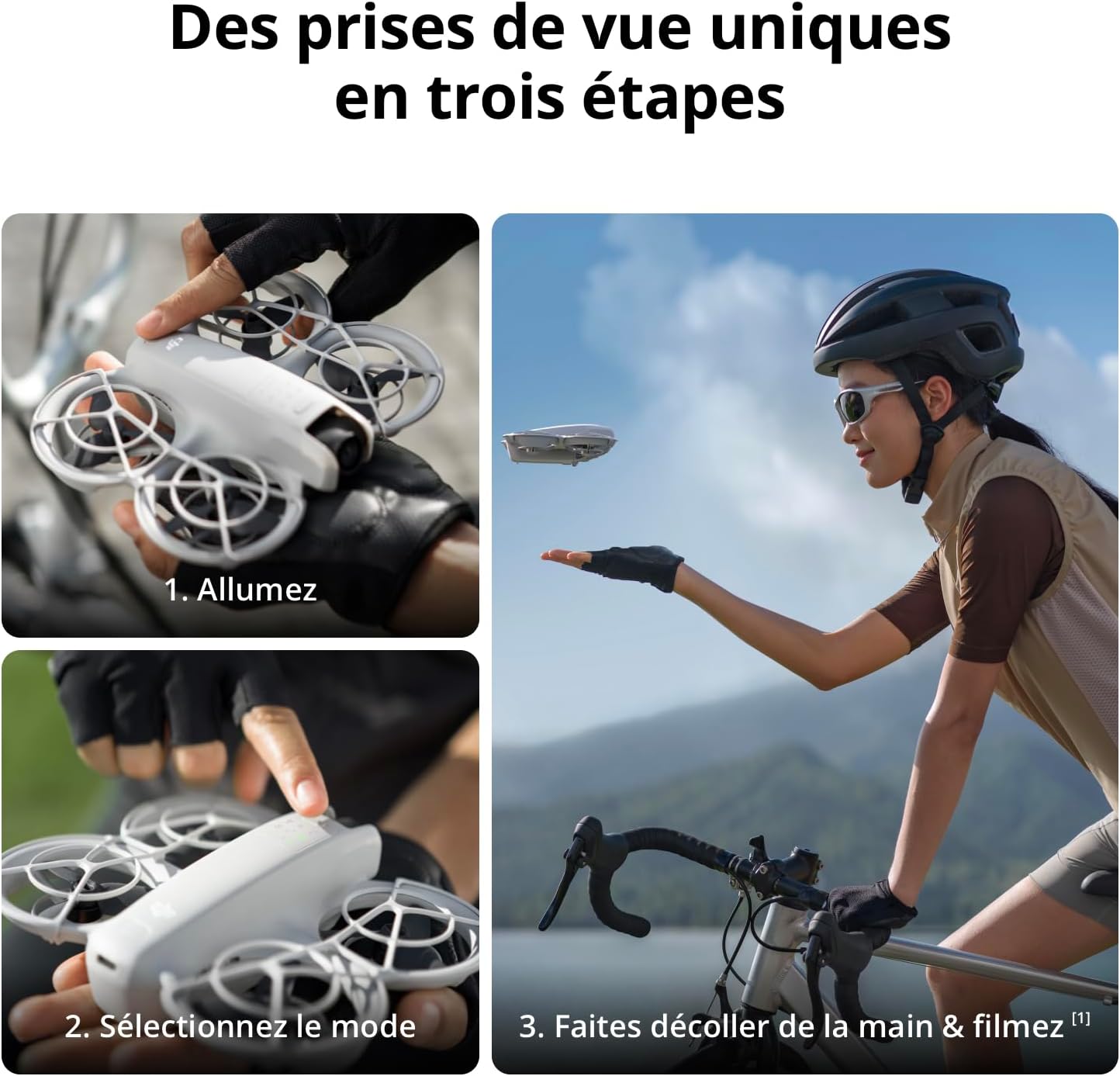 DJI Neo, Mini Drone avec Caméra 4K Ultra-HD pour Adultes, Drone Suiveur de 135 g, Décollage de la Main, Suivi de Sujet par IA, QuickShots, Vidéo Stabilisée, (sans Contrôleur)