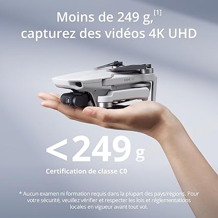 DJI Bundle Fly More Mini 4K, Drone Caméra 4K UHD, Moins de 249 g, Transmission Vidéo 10 km, Retour Automatique, Trois Batteries, Temps de Vol 93 min, QuickShots