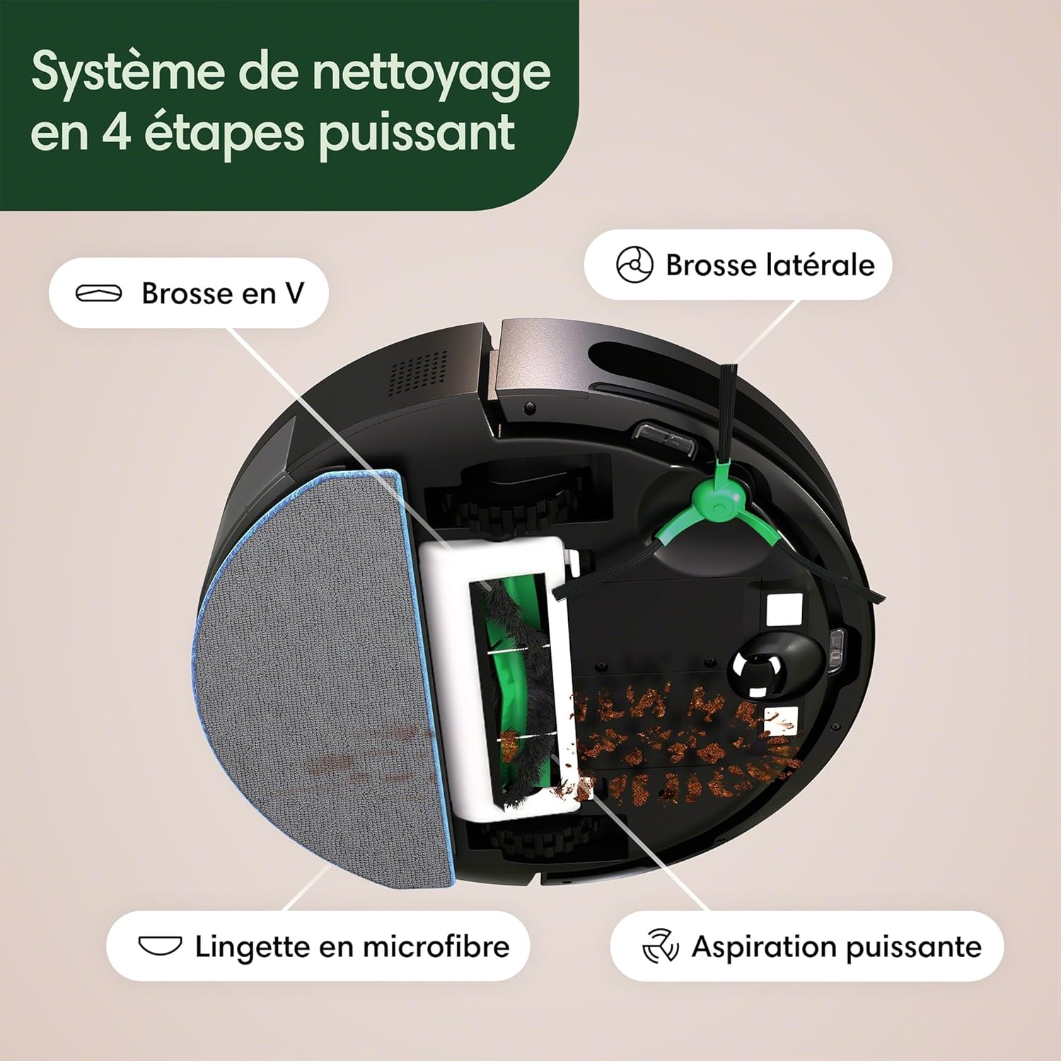 iRobot Roomba Combo Essential (Y0110) - Robot Aspirateur et Laveur Connecté - Système de Nettoyage en 4 Étapes - 3 Niveaux d'Aspiration - Programmable Via Application et Voix