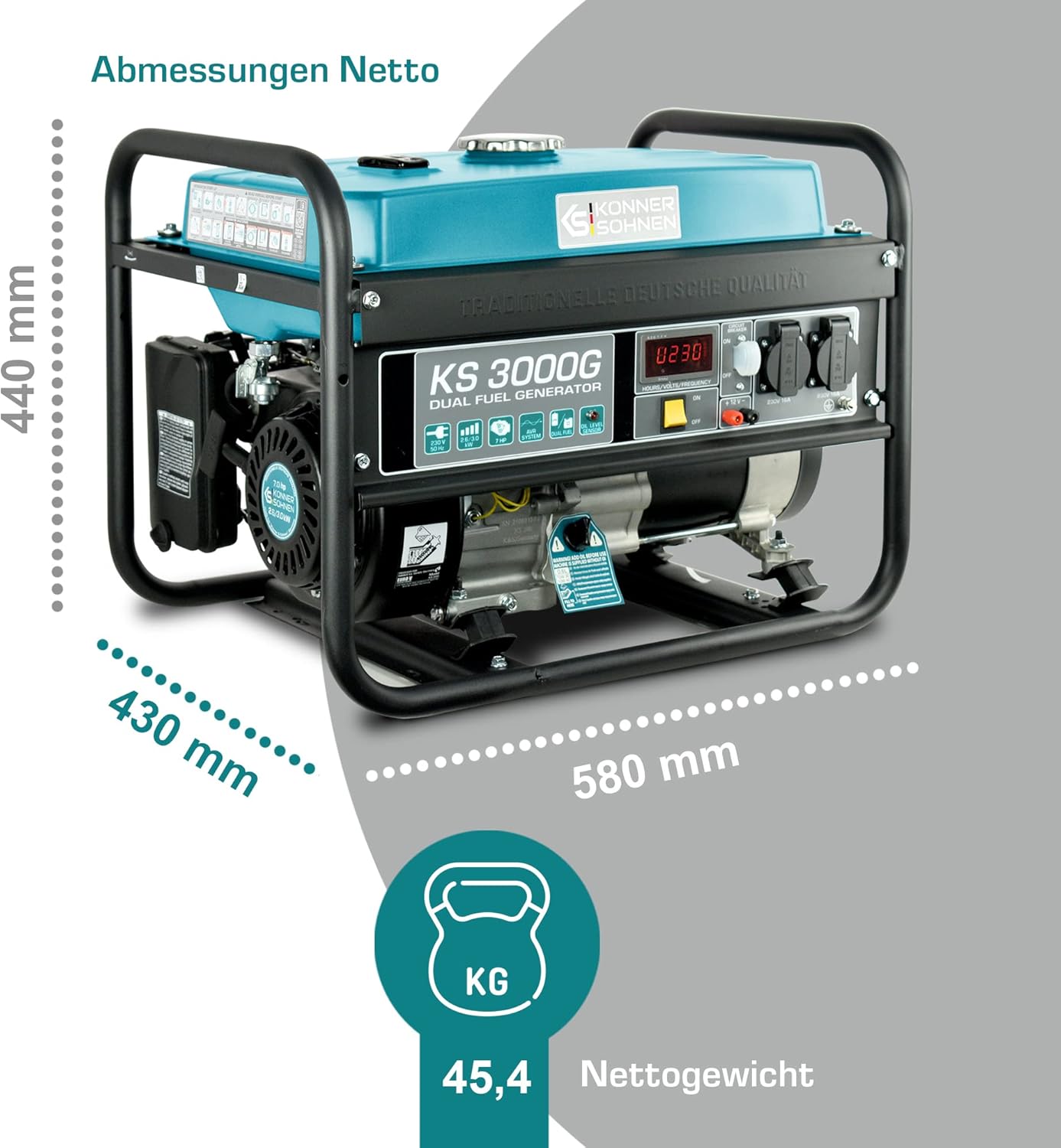 Groupe électrogène à essence/gaz "Könner & Söhnen" KS 3000G