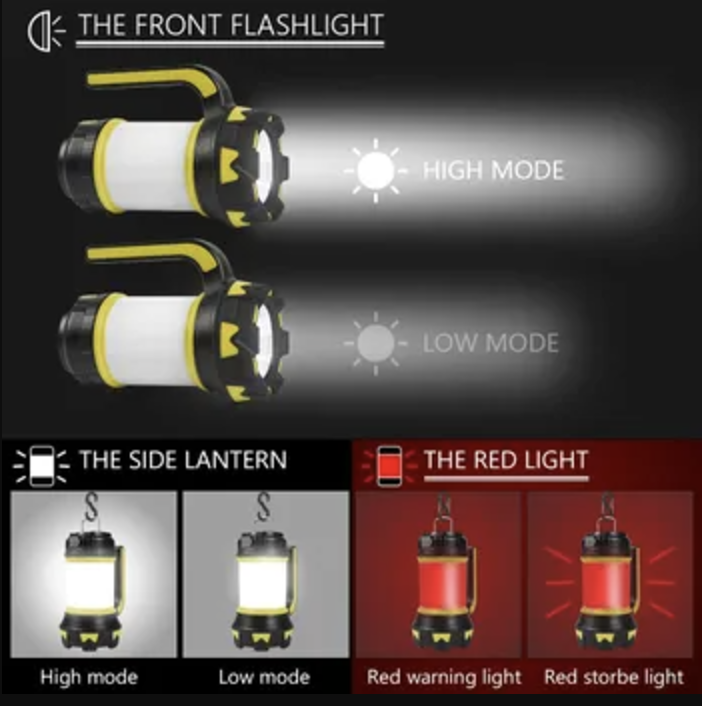 Lanterne Camping Rechargeable, LED Camping Lantern Puissante 3000Lm Lampe Torche 360° Éclairage 6 Modes Lampe Camping, Étanche Portable Suspendue