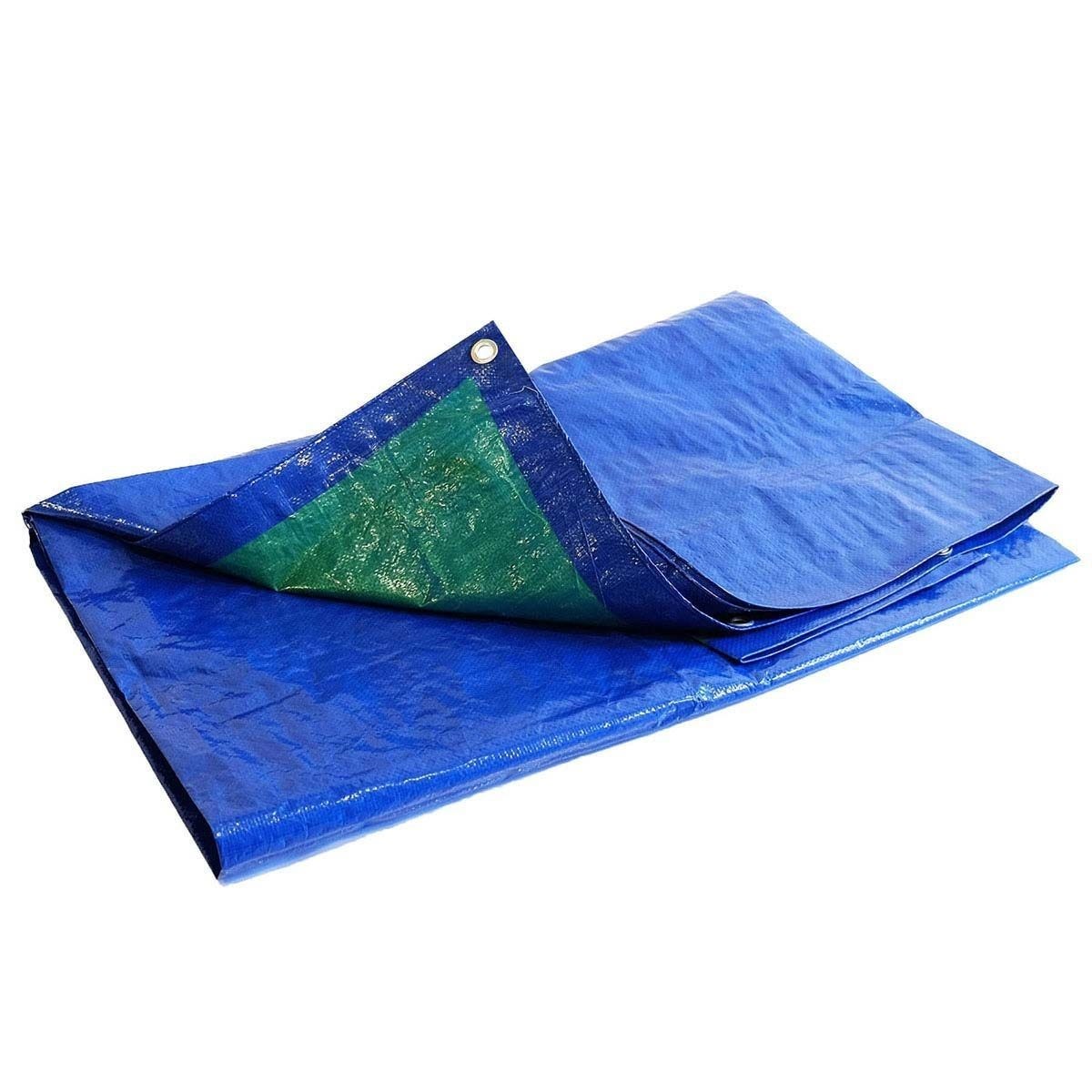 Bâche de Chantier 6x10 m - TECPLAST - SR150CH - Bleue et Verte - Haute Qualité - Bâche de protection imperméable