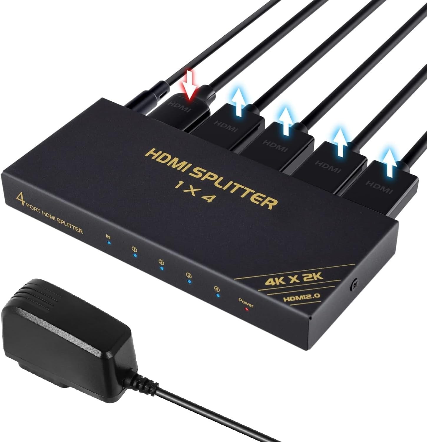 15X TCNEWCL 4K 60Hz Répartiteur HDMI 1 entrée 4 Sorties, 1x4 Splitter HDMI Distributeur Audio Vidéo Miroir 1 Écrans a 4 Écrans,