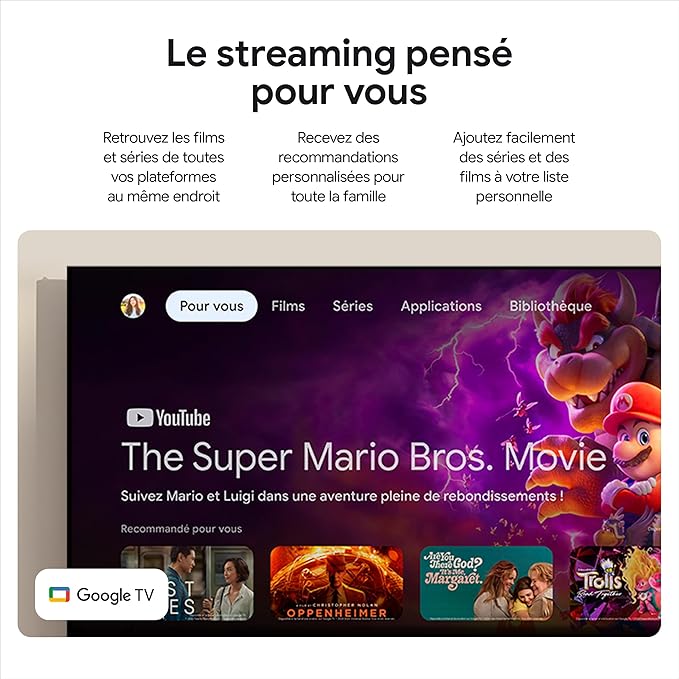 Google TV Streamer 4K – Streaming Rapide sur TV avec Recherche Vocale et Télécommande – 32 Go de Stockage – Porcelaine