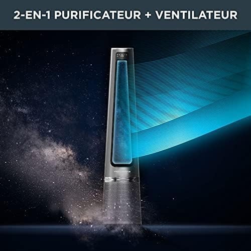 Rowenta Eclipse 2-en-1 Ventilateur Purificateur – Ventile et Filtre l’Air, Particules Fines, 32 dB(A), Puissant, Oscillation, 12 Vitesses, Minuteur, Départ Différé