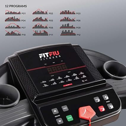 FITFIU Fitness MC-200 - Tapis de Course Pliable, Vitesse Réglable 14 km/h, 1500W, Surface 40x110cm, Moniteur Fréquence Cardiaque, 12 Programmes, Poids Max. 90kg