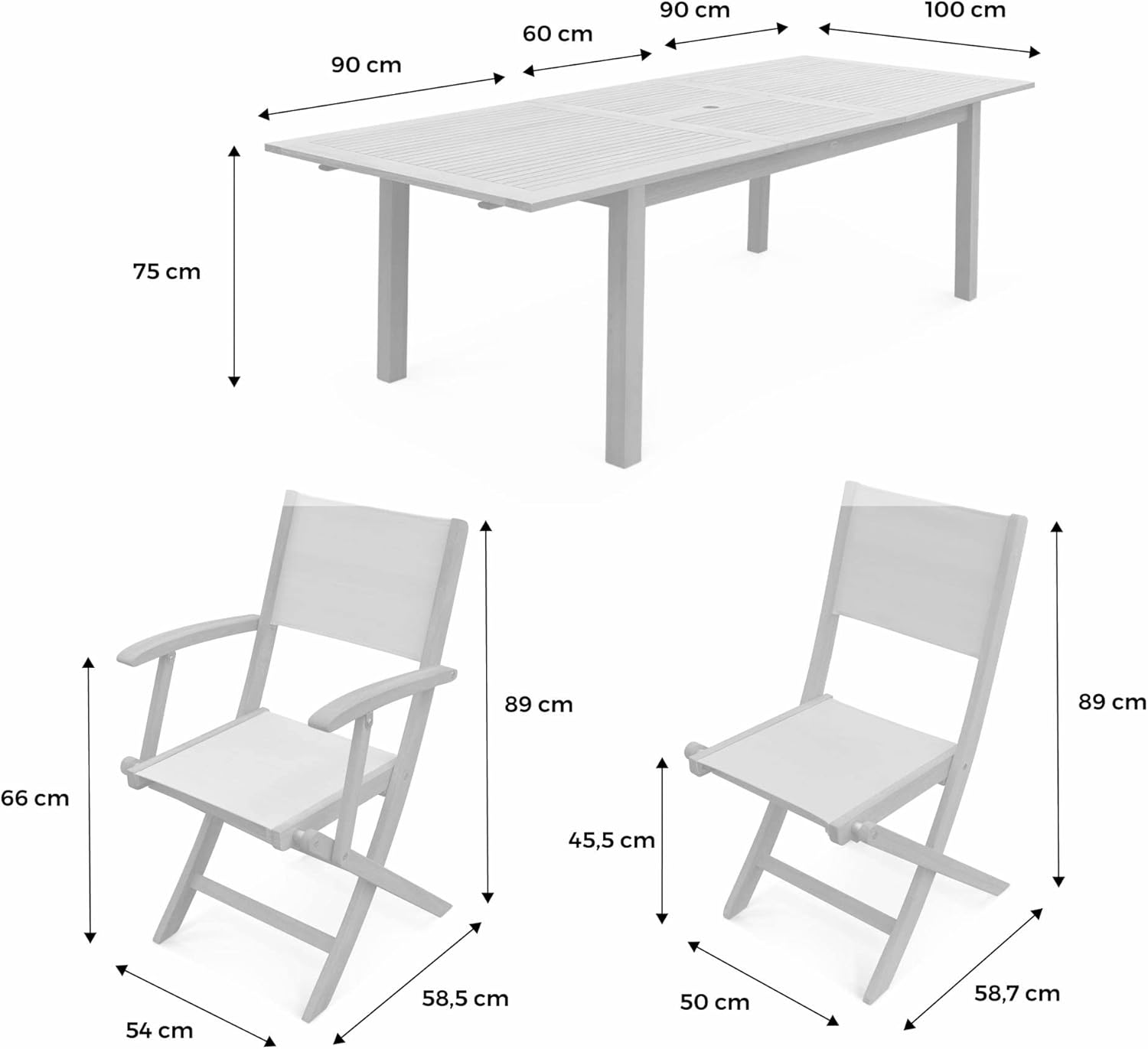 Table de jardin extensible bois , 8 chaises