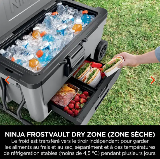Ninja FrostVault 61 L Glacière roulante avec zone sèche, Gris Ardoise FB265EUUKGY